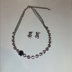 Sabika Silver and Gold Crystal Necklace Set